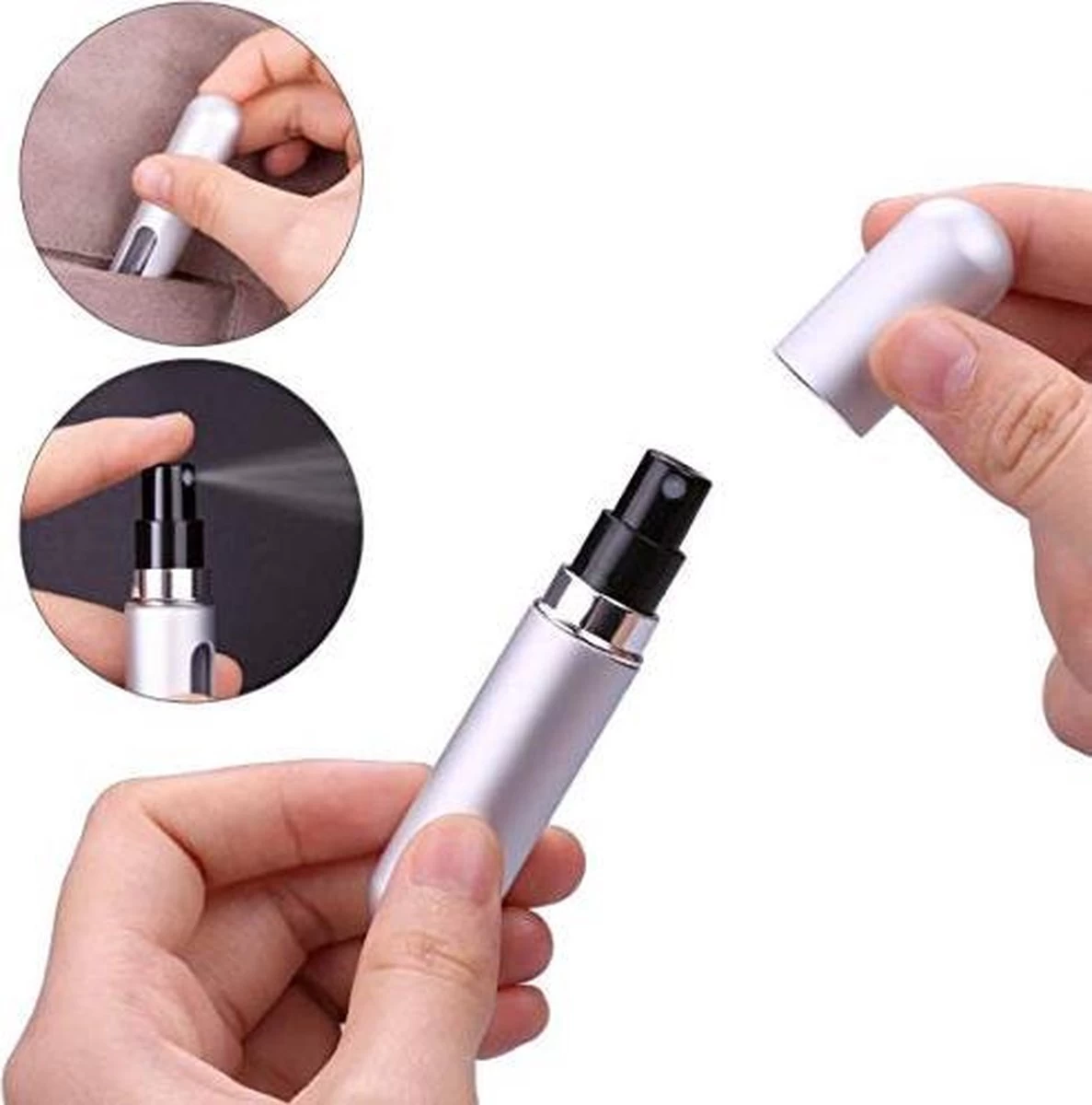 MaxedMore Navulbare Parfumverstuiver 5ml Rood/Licht Roze/ Oranje/Groen/ Blauw/ Grijs - 65 Keer Spraybare Parfum Verstuiver - Hervulbaar Tasverstuiver Voor Parfum - Meeneem Mini Geur Flesje Voor Op Reis - Lipstick Formaat Navulbaar Parfumflesje - Afbeelding 8