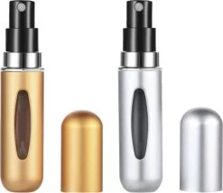 Merkloos Hervulbare Parfumflesjes - Goud + Zilver - 5ML - Verstuiver - Navulbaar