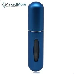MaxedMore Navulbare Parfumverstuiver 5ml Blauw - 65 Keer Spraybare Parfum Verstuiver - Hervulbaar Tasverstuiver Voor Parfum - Meeneem Mini Geur Flesje Voor Op Reis - Lipstick Formaat Navulbaar Parfumflesje